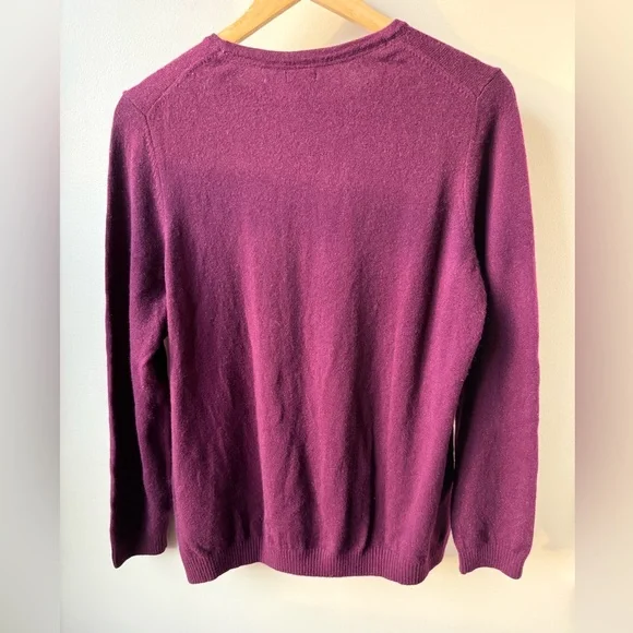 LL BEAN 100% Cashmere Sweater Crew Neck Burgundy Quiet Luxury Old Money XL - Picture 2 of 5
